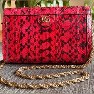 Gucci Ophidia Red Python Shoulder Bag